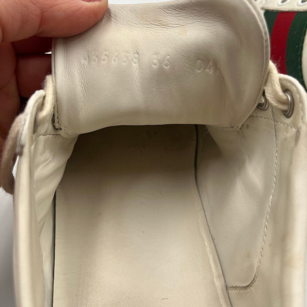 Gucci Ace Heart Embroidered Web Low Top Leather Sneakers White Size 36 / 6 - Picture 11 of 11